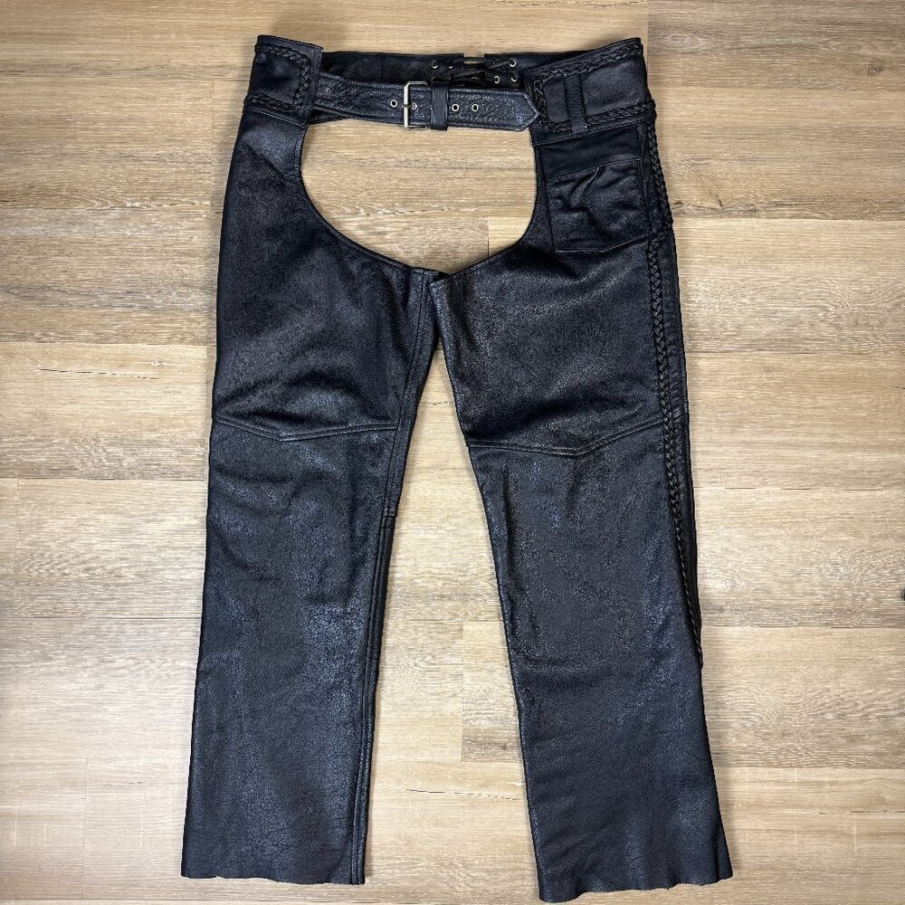 Vintage 90s MOB Classic X4 Collection Hand Tooled Leather Chaps, XL